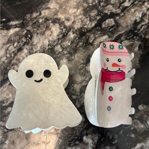 Target White Ghost and Snowman Hair Clips